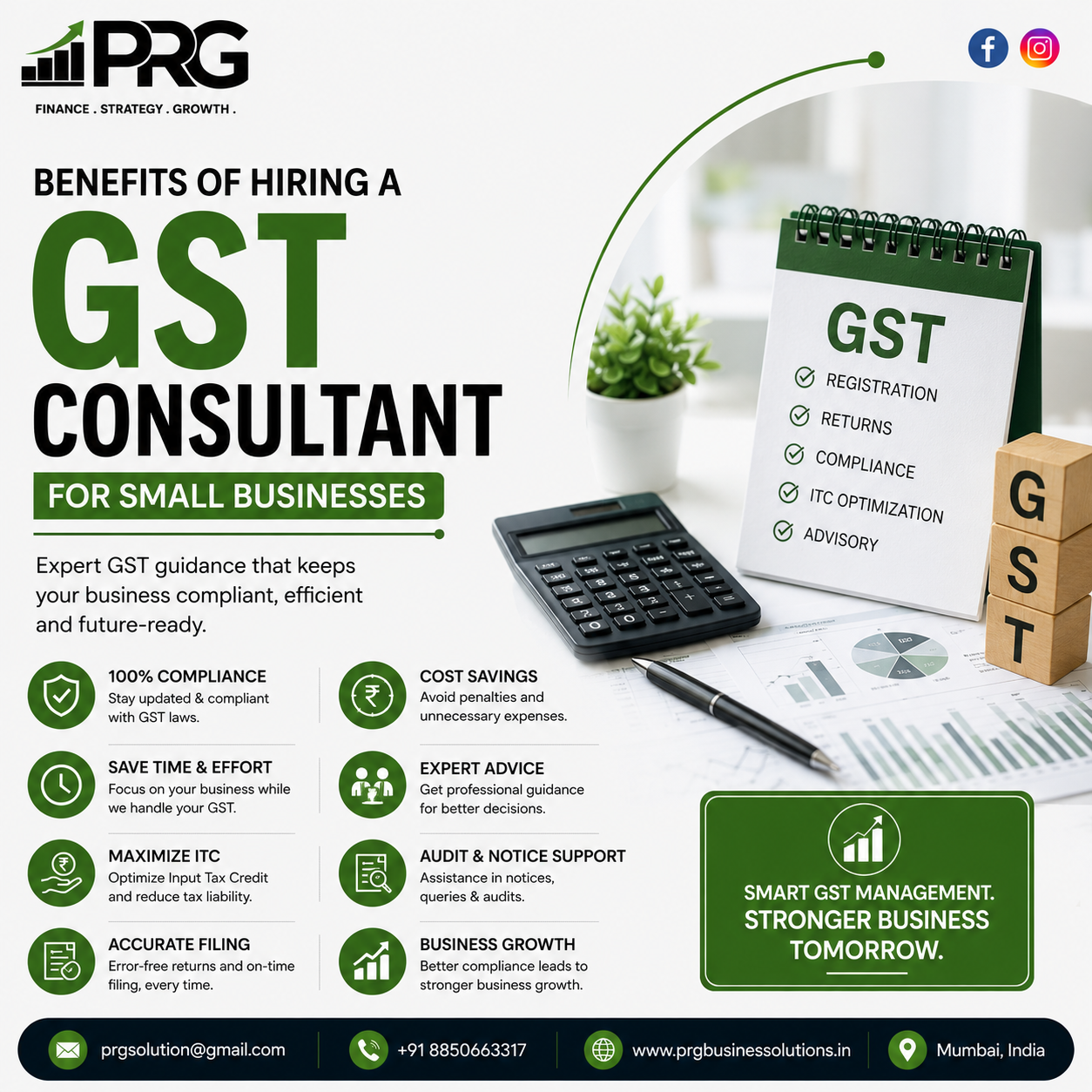 Benefits of Hiring a GST Consultant for Small Businesses, PRG Business Solutions